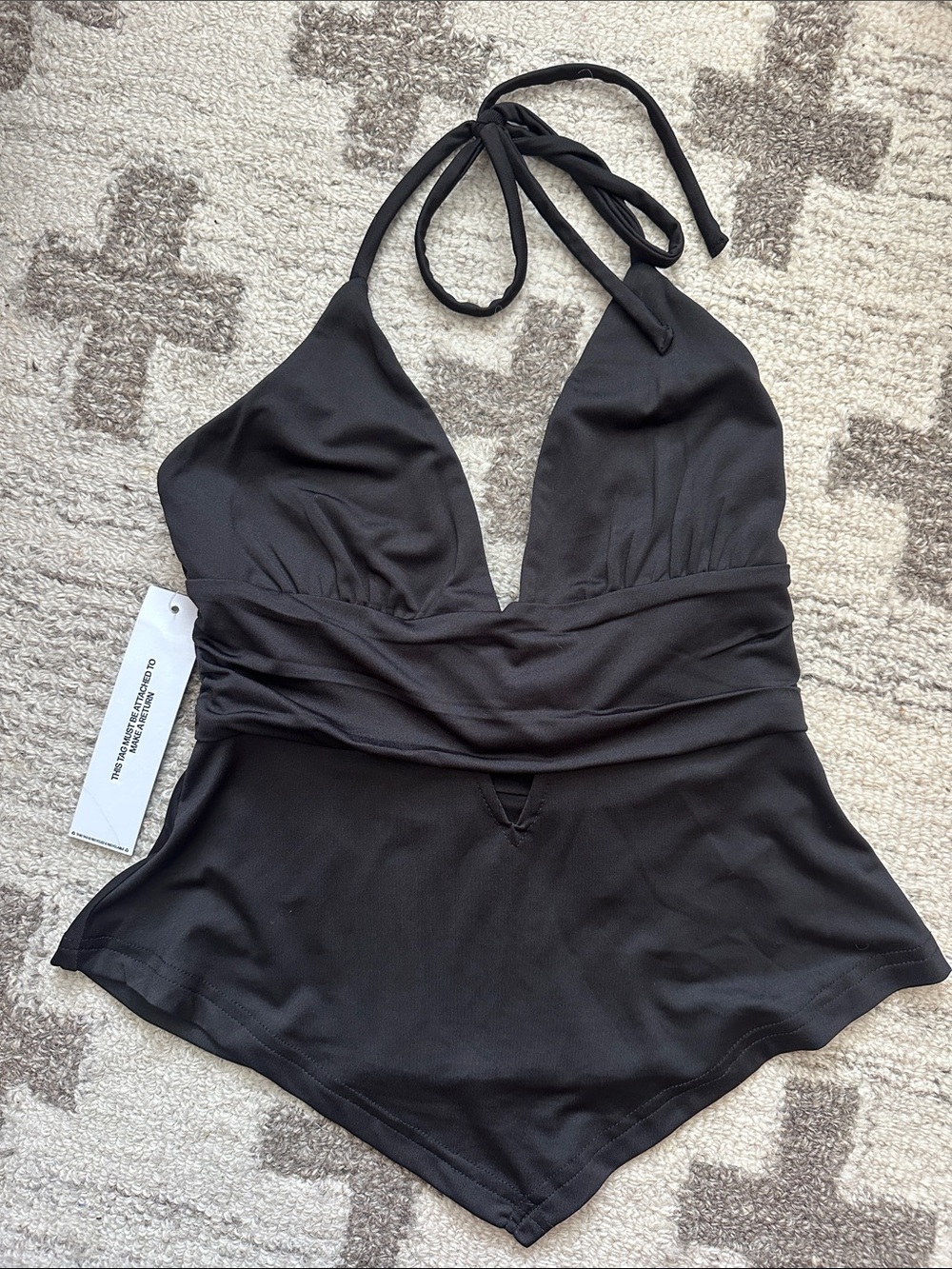 Princess Polly Black Halter Tankini Top